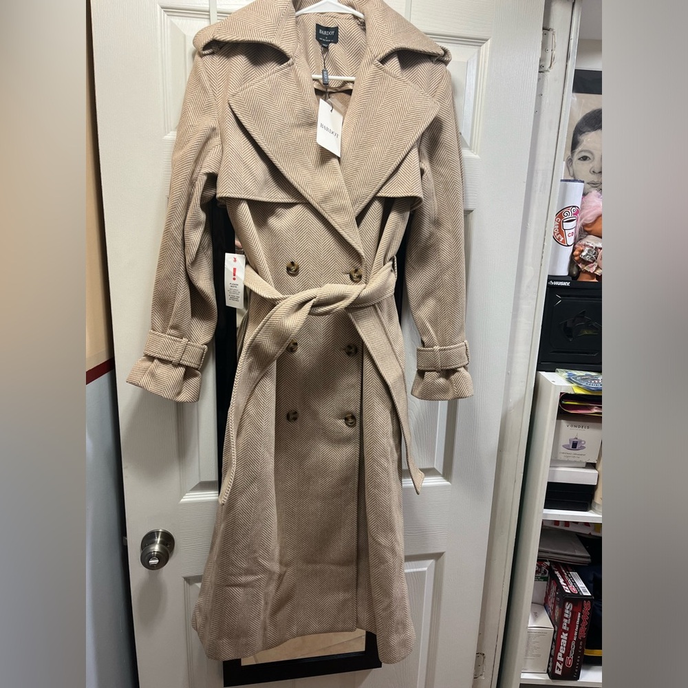 Bardot Oversize Herringbone Trench Size XS